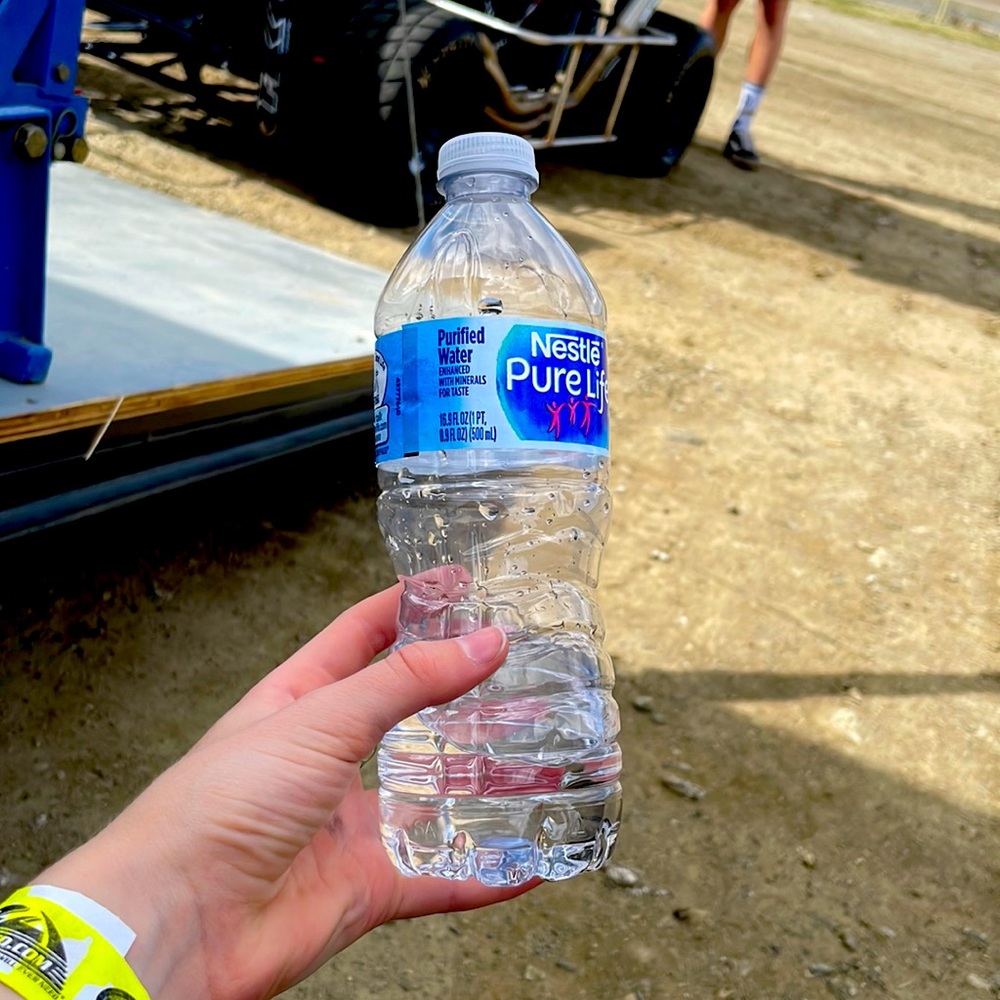 Half drank water bottle